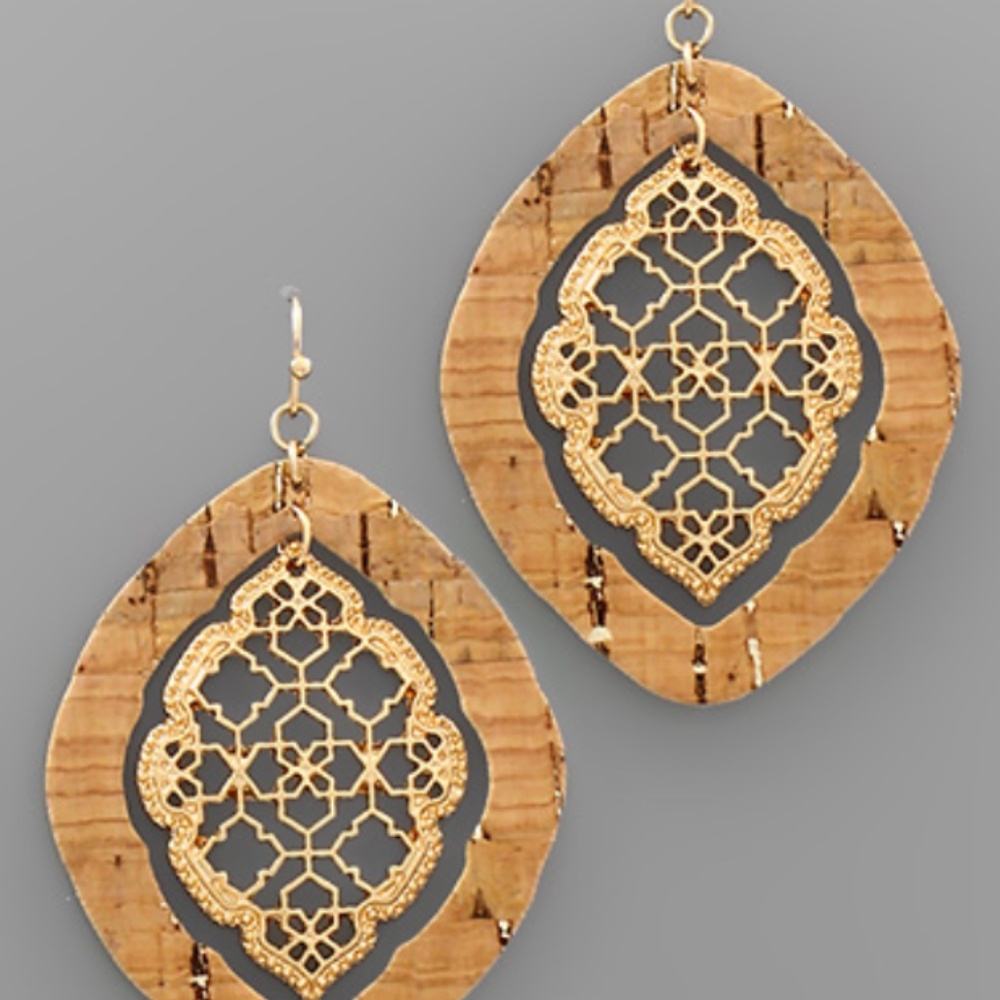 Cork and Gold Earrings